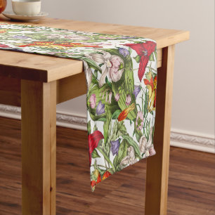 Chemin De Table Court Motif floral aquarelle vintage coloré