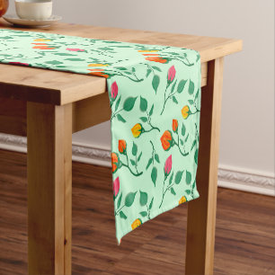 Chemin De Table Court Motif floral avec fleurs roses colorées