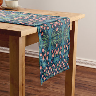 Chemin De Table Court Motif floral de William Morris Harebell, bleu rose