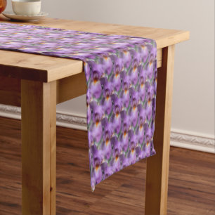 Chemin De Table Court Motif Floral Iris Pâté Violet