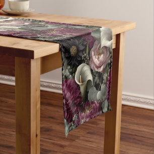 Chemin De Table Court Motif floral lunatique avec dahlias et callas