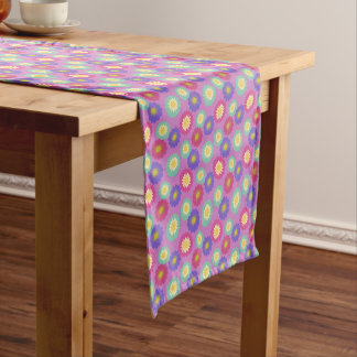 Chemin De Table Court Motif floral rétro coloré violet rose vert