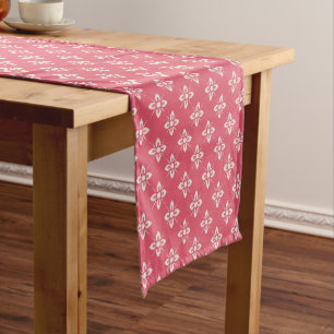 Chemin De Table Court Motif floral rose vibrant avec fleurs géométriques
