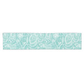 Chemin De Table Court Motif Floral Vert Et Blanc (Horizontal)