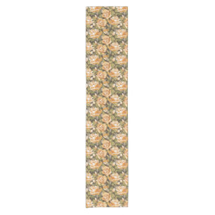 Chemin De Table Court Motif floral vintage des roses jaunes