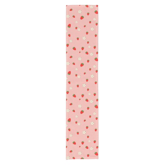 Chemin De Table Court Motif Fraises et Fleurs (Devant)