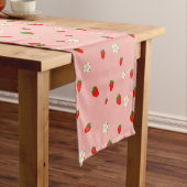 Chemin De Table Court Motif Fraises et Fleurs (In Situ)