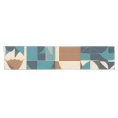Chemin De Table Court Motif géométrique bleu foncé, sarcelle, marron et (Horizontal)