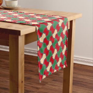 Chemin De Table Court Motif géométrique de Cravate rouge rouge vert Orie