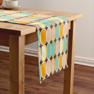 Chemin De Table Court Motif géométrique rétro avec des ovales verticaux