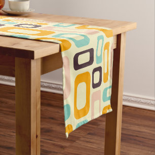 Chemin De Table Court Motif géométrique rétro sur fond beige clair