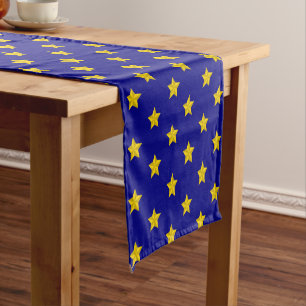 Chemin De Table Court Motif Gold Stars, Bleu Marine, Exclusive