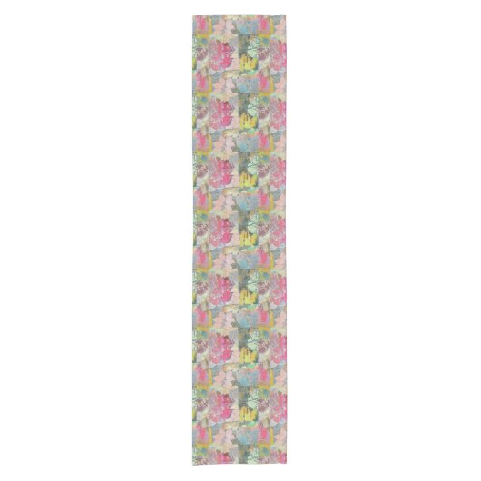 Chemin De Table Court Motif grunge floral d'art (Devant)