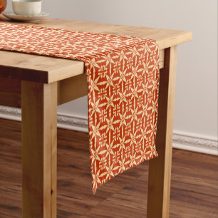 Chemin De Table Court Motif Ikat Star, Mandarin Orange