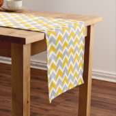 Chemin De Table Court Motif jaune moderne de Chevron de blanc gris (In Situ)