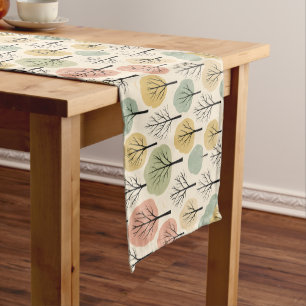 Chemin De Table Court Motif minimaliste de l'arbre d'automne Pastel Forê