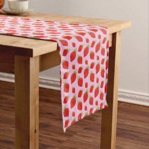 Chemin De Table Court Motif moderne à la mode aux fraises roses