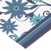 Chemin De Table Court Motif moderne bleu turquoise blanc (Coin)