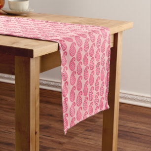 Chemin De Table Court Motif Paisley, nuances de corail rose