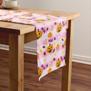 Chemin De Table Court Motif pastel Pink Halloween