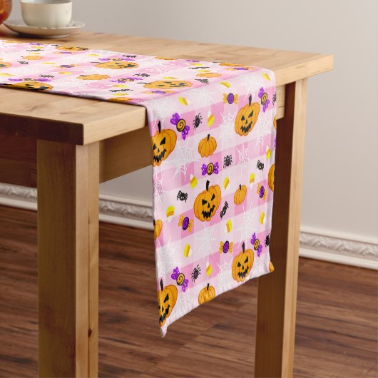Chemin De Table Court Motif pastel Pink Halloween (In Situ)