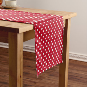 Chemin De Table Court Motif Pois Blanc Rouge et blanc