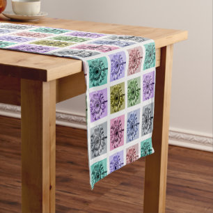 Chemin De Table Court Motif pop art de fleurs colorées