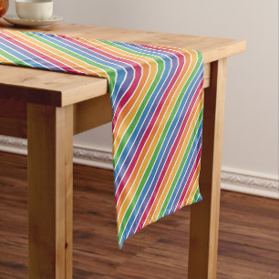 Chemin De Table Court Motif Rainbow Stripes
