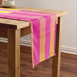 Chemin De Table Court Motif rayé orange jaune rose