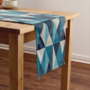 Chemin De Table Court Motif Rhombic bleu blanc noir