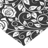 Chemin De Table Court Motif Rose moderne Monogramme initial noir blanc (Coin)