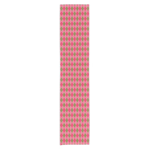 Chemin De Table Court Motif Rosy Pink et Green Diamond Jacquard