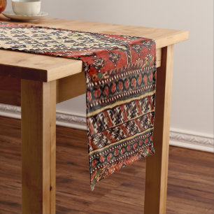 Chemin De Table Court Motif rouge oriental