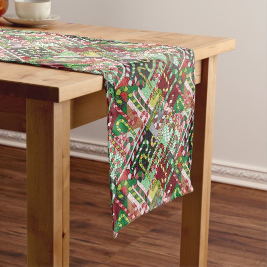 Chemin De Table Court Motif sucre de canne Patchwork (In Situ)