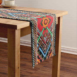 Chemin De Table Court Motif traditionnel coloré oriental