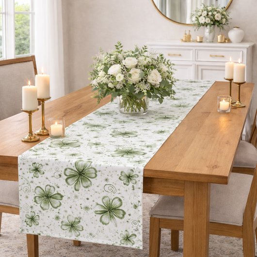 Chemin De Table Court Motif Trèfle Vert • St. Patrick’s Day