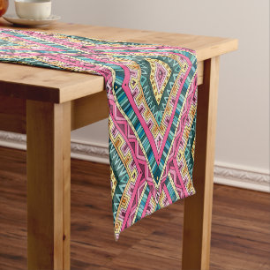 Chemin De Table Court Motif tribal abstrait coloré lumineux de Boho