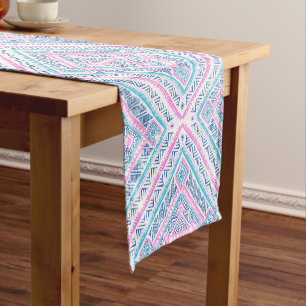 Chemin De Table Court Motif tribal aztèque bleu rose mignon Girly