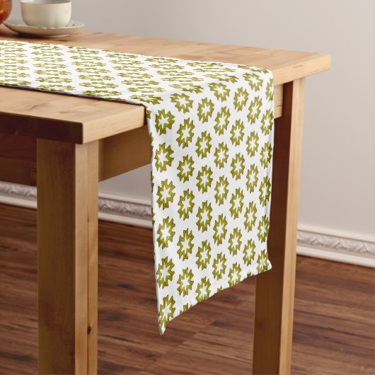 Chemin De Table Court Motif Vert Olive (In Situ)