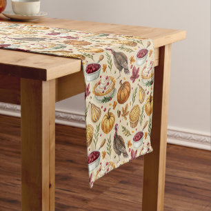 Chemin De Table Court Motif vintage de la récolte de Thanksgiving Auto