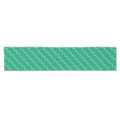 Chemin De Table Court Motif zigzag chevron bleu vert (Horizontal)