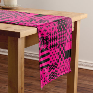 Chemin De Table Court Motifs mélangés rose noir