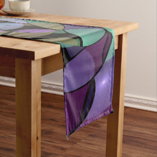 Chemin De Table Court Mouvements colorés Abstrait Trippy Fractal Art