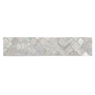 Chemin De Table Court Nacre marocaine de motif de Quatrefoil