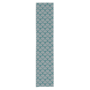 Chemin De Table Court Neutre turquoise de motif carré de feuille
