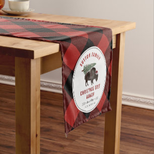 Chemin De Table Court Noël Arbre à Buffalo Red Plaid Père Noël