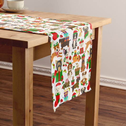 Chemin De Table Court Noël de mignon chien chiot (In Situ)