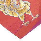 Chemin De Table Court Noël Du Poulet Sur Rouge (Coin)