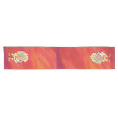 Chemin De Table Court Noël Du Poulet Sur Rouge (Horizontal)