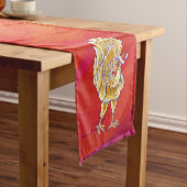 Chemin De Table Court Noël Du Poulet Sur Rouge (In Situ)